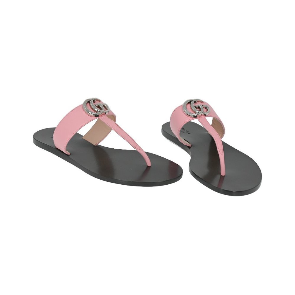 Gucci GG Marmont Leather Thong Sandals